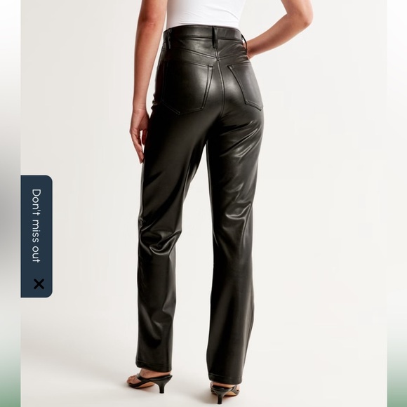 Abercrombie & Fitch Black Faux Leather High-Rise Pants Size 32/14 - Picture 2 of 8